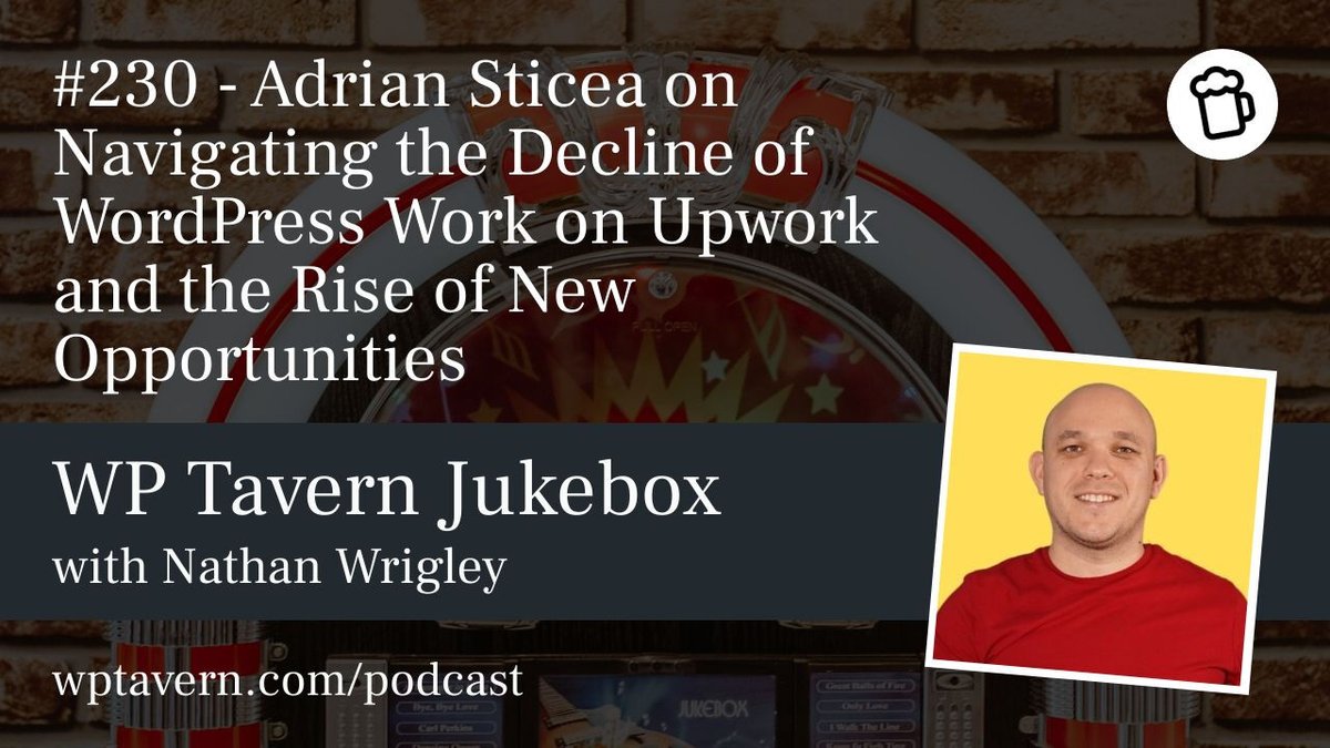 wptavern's tweet photo. #230 – Adrian Sticea on Navigating the Decline of WordPress Work on Upwork and the Rise of New Opportunities
https://t.co/Jh22uQThf8 https://t.co/xxqUueVBVt
