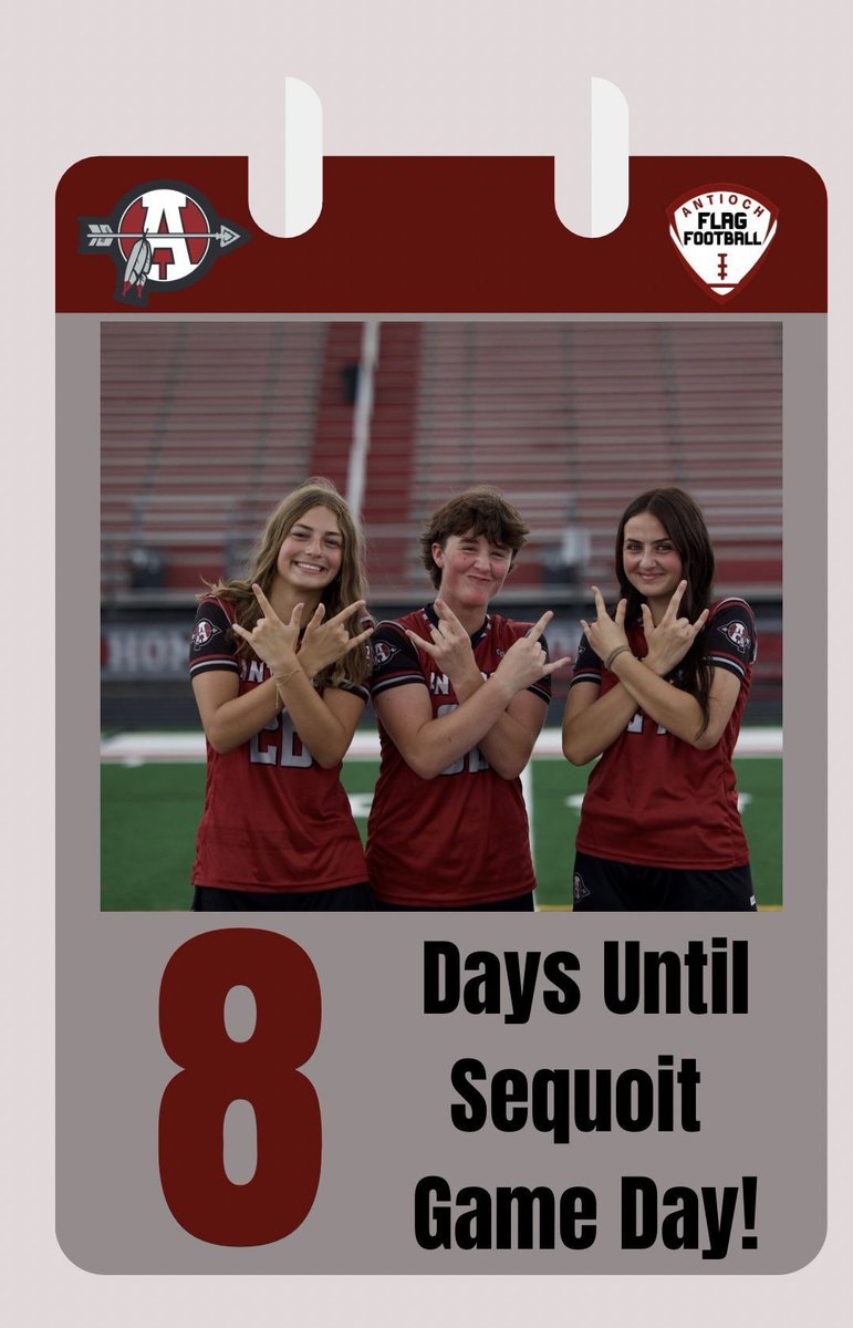 SequoitFlag's tweet photo. ⏰The countdown continues! 8 days ‘til your Sequoit’s take the field!⏰ #LeaveALegacy #WeOverMe #ArrowsUp

@ACHS_Sequoits 
@BearsOutreach https://t.co/WJEv2emXdR