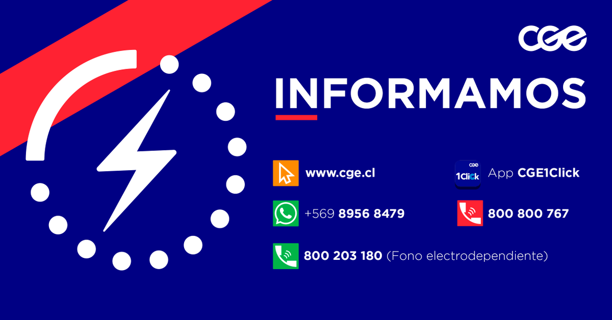 CGE_Clientes's tweet photo. Informamos a nuestros clientes de la comuna de #AltoHospicio que, por motivos de fuerza mayor, nuestra oficina comercial permanecerá cerrada hasta nuevo aviso. Recuerda que puedes realizar tus consultas y trámites a través de nuestros canales de atención. https://t.co/s3SOeKP85U