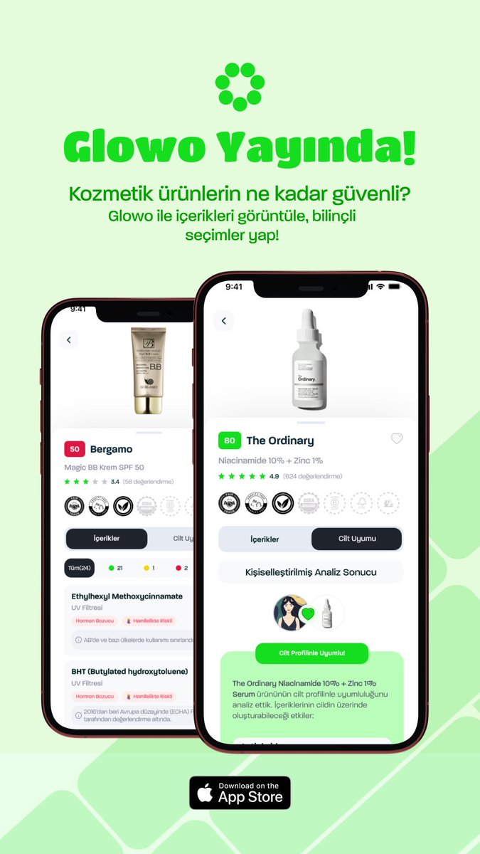 glowoapp's tweet photo. Cildine sürdüğün ürünleri gerçekten tanıyor musun? 🤔

Glowo ile kozmetik ürünlerinin içeriklerini keşfedebilir, cildinle ne kadar uyumlu olduklarını görebilir ve sana uygun ürünleri bulabilirsin.

Cilt bakımını daha anlaşılır hale getirmek için buradayız!

Şimdi AppStore’da 📲
https://t.co/896DPakKBo