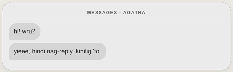 macha_diaries's tweet photo. OFF AIR
A Mikhaiah AU

Just Agatha being Agatha (bading) https://t.co/y8qySmCABM