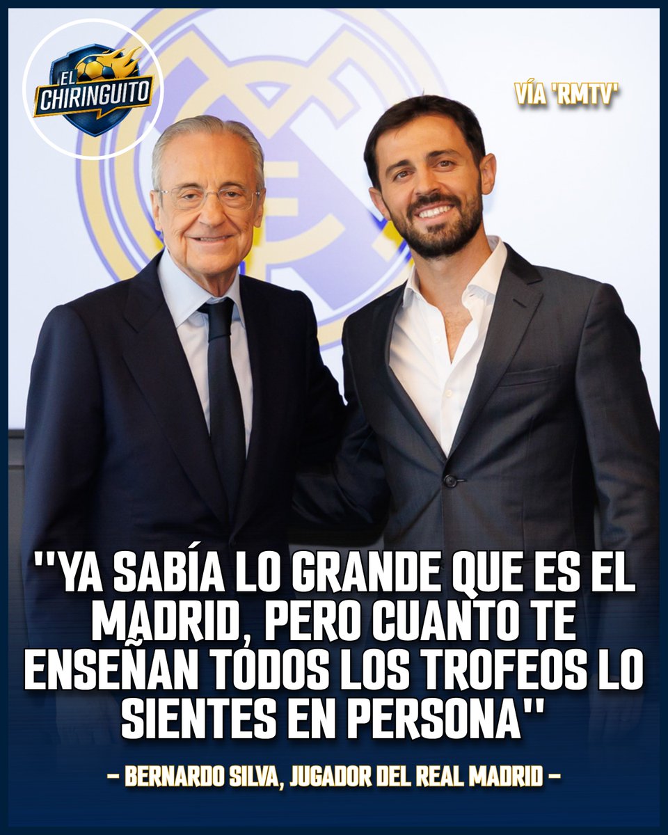 elchiringuitotv's tweet photo. 🎙️ Las primeras palabras de Bernardo Silva como jugador blanco:

👦🏻 "De pequeño siempre sueñas con jugar en un club como el Real Madrid".

🏆 "Jugar en un club que tiene 15 Champions no es para todos". https://t.co/Y55f4ioIe0