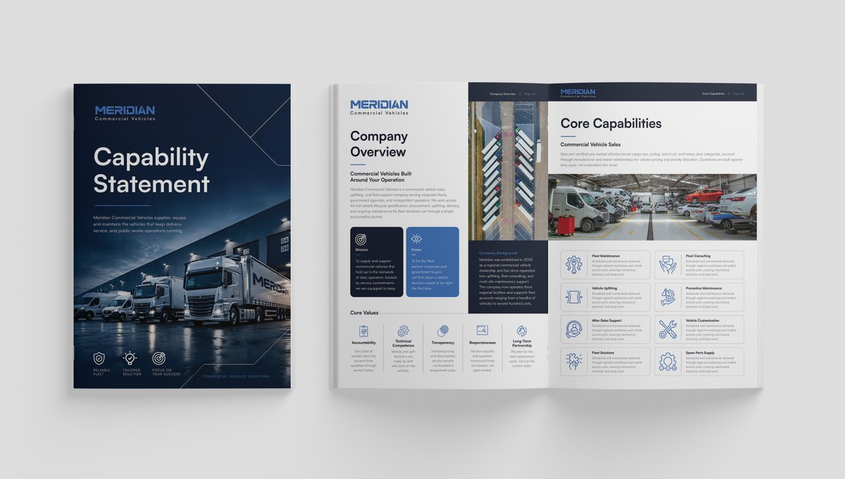 nazmulhossan26's tweet photo. Maridian - Commercial Vehicle Capability Statement.

A corporate document designed around clear information hierarchy, automotive imagery, and professional B2B communication.

#CapabilityStatement #AutomotiveDesign #CommercialVehicles #FleetSolutions #CorporateDesign #B2BDesign https://t.co/ZURTKqLMGE