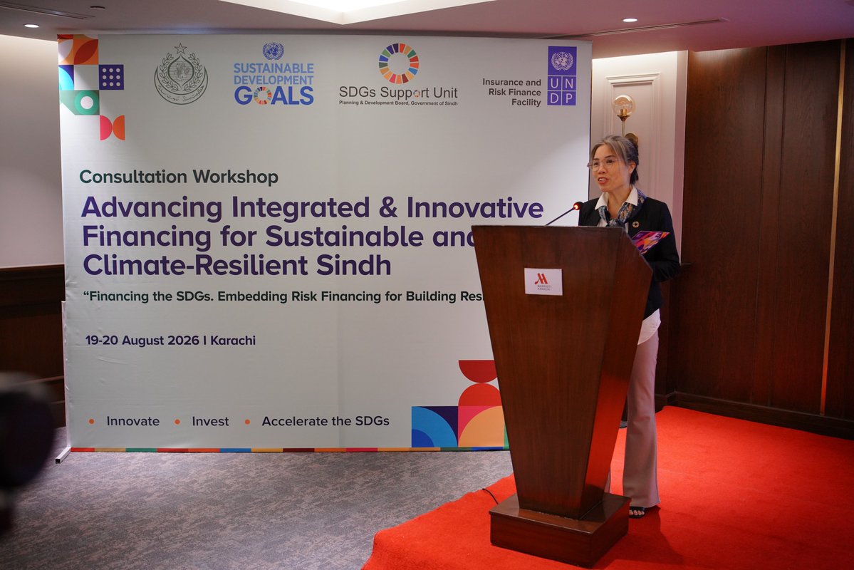 UNDP_Pakistan's tweet photo. Development is financed not just with capital, but with better data and stronger partnerships. 🤝

@SindhGovt1, through @PlanningGovt, and #UNDPinPakistan convened the Financing for Development & Integrated National Financing Framework Consultative Workshop in Karachi — chaired by @JamKhanShoro, Minister P&D, and @Van_ntn, Deputy Resident Representative — bringing stakeholders together to advance innovative, climate-responsive financing. The event also marked the launch of the Sindh SDGs Management Information System, strengthening SDG-based planning, investment prioritization and evidence-based decision-making across the province.

A step toward financing that reaches everyone — so no one is left behind. 🇵🇰

#SDGFinancing
