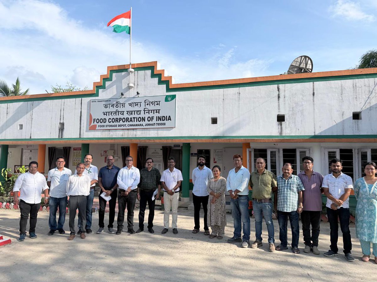 fcidojorhat's tweet photo. ED (NE) Sir, GM (Assam) Sir and GM (Engg. ) Sir visited FSD Cinnamara today on 19.08.2026. They took stock of the operational dynamics, engineering projects etc and gave valuable guidance for bringing further efficiency in operations at this crucial depot.

#fci #foodcorporationofindia #inspection #foodsecurity