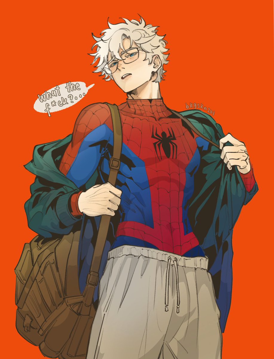 bkgskn201's tweet photo. Wait Gojo you can't say that...... I say as I pass by

#gojo #spiderman https://t.co/EbH5XpzOXz