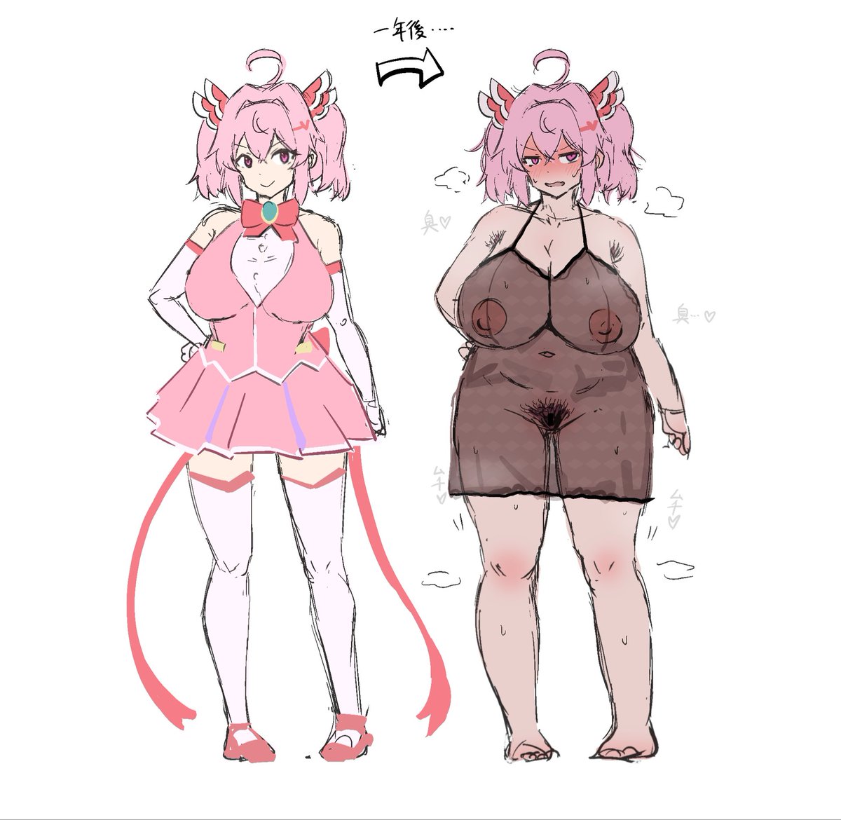 shinmei_shinmei's tweet photo. 敗北魔法少女のビフォーアフター、これぐらいの体型変化が癖… https://t.co/Ivfwe22JAj