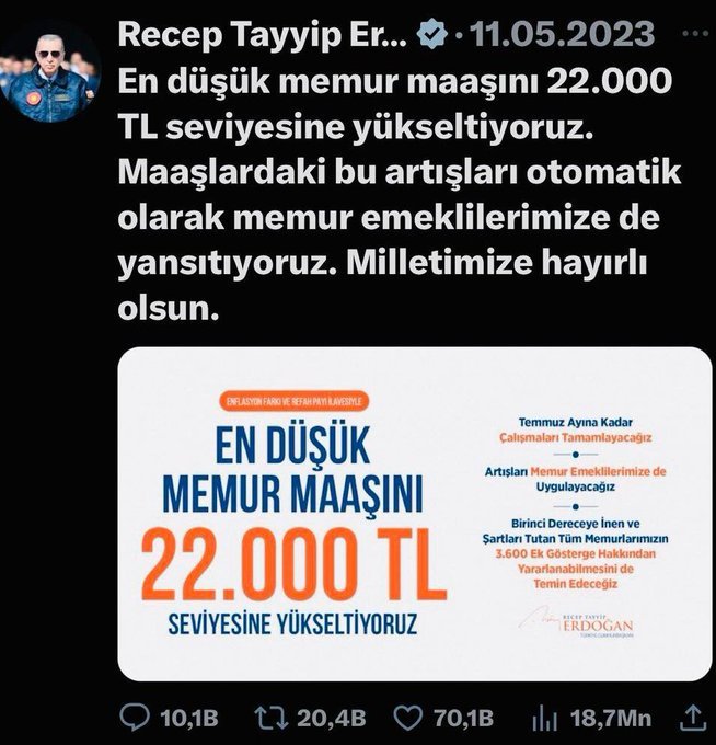 srdrctn60's tweet photo. @Memur_Emekli33 Ülkemde kanunları korumakla görevli Hükümet ortakları @Akparti ve @MHP_Bilgi tarafından çiğnenerek #EmekliMemur a kanuni hakkı SEYYANEN verilmiyor 
Cumhurbaşkanı sözü Devlet Sözüdür ama Sayın @RTErdogan söz verip sözünü tutmadı #MemurEmekkisineAdalet
Gelmelidir ❗
@_cevdetyilmaz https://t.co/xTKGn3sEzt
