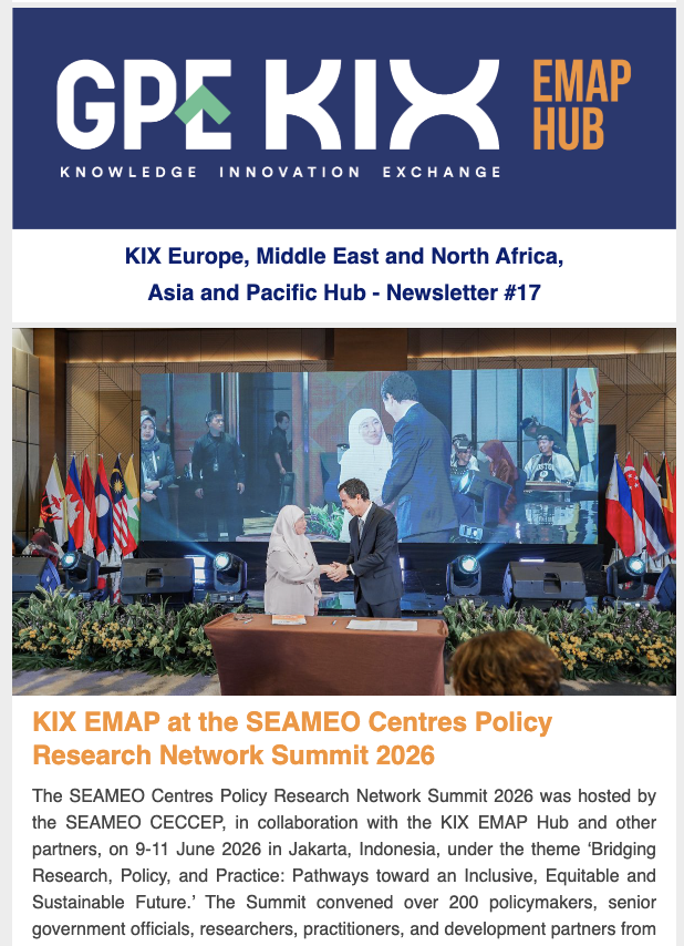 KIXEMAP's tweet photo. 🗞️  KIX EMAP Hub Newsletter #17 is out now!
Read about KIX EMAP's participation in the SEAMEO CPRN Summit 2026, upcoming Rapid Customised Country Support activities, new knowledge products, the Hub's work in Year 6, and so much more.
Read it here: https://t.co/SarCY1SBAO https://t.co/Zqp66IXwAT