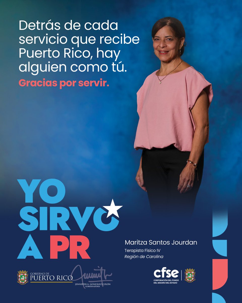 cfsepr's tweet photo. Hoy destacamos a Maritza Santos Jourdan, Terapista Físico.
Porque detrás de cada servicio hay personas que sirven con propósito, vocación y corazón.
¡Gracias, Maritza, por ser parte de nuestra misión de servir a Puerto Rico!
#YoSirvoAPR 
#YoSoyElFondo 
#CFSE https://t.co/fwisWUFAcc
