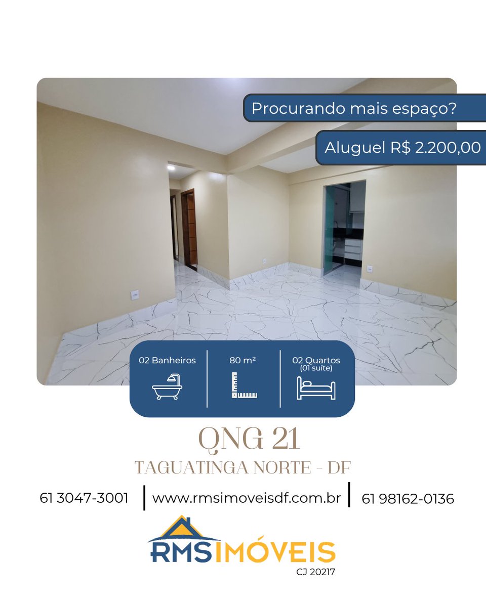 RMSimoveisdf's tweet photo. 🏡 *Apartamento para aluguel na QNG 21 – Taguatinga Norte!* ✨

03 quartos, sendo 01 suíte e ótima localização. Próximo à Via Estrutural, Taguacenter, faculdades e comércio.

💰 R$ 2.200 + R$ 50 condomínio.
📞 61 98162-0136

#AluguelDF #Taguatinga #ApartamentoDF https://t.co/AwlfSjfxUl