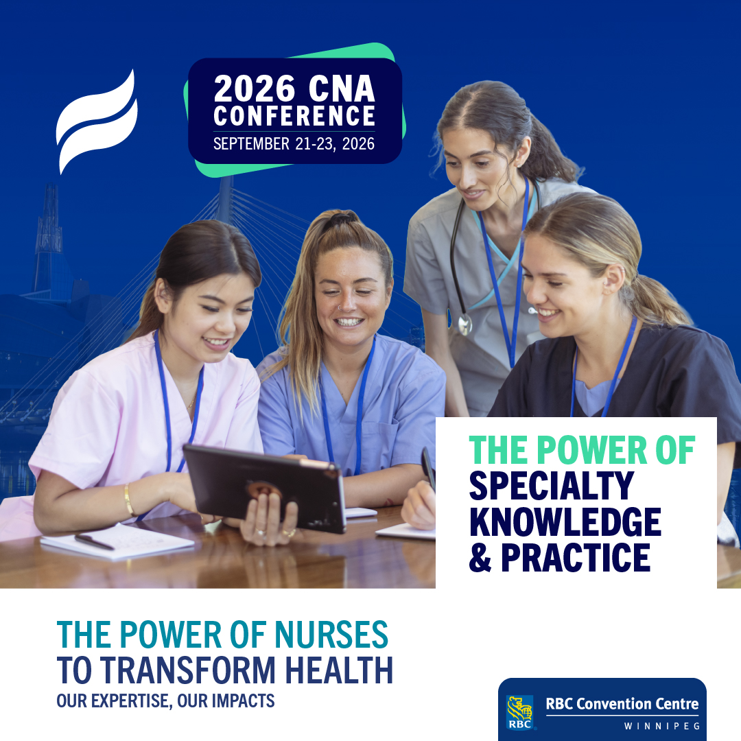canadanurses's tweet photo. Celebrate the impact of Specialty Nursing Practice at CNA Conference 2026 in Winnipeg. 

More than 40 national nursing specialty associations. One powerful voice for health system improvement.

The Canadian Network of Nursing Specialties (CNNS) brings together nursing leaders from across Canada to advance specialized practice, inform health policy, and strengthen patient care.

#CNA2026 #NursingLeadership #PowerOfNurses #SpecialityNursing #KnowlegeMobilization