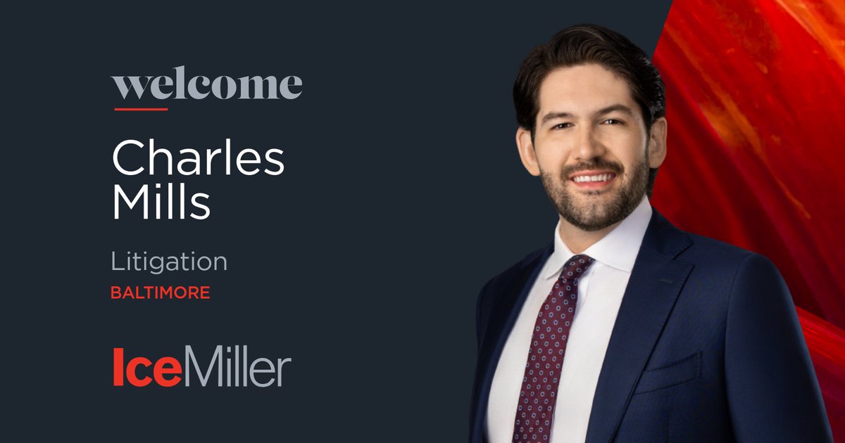 IceMillerLLP's tweet photo. Please join us in welcoming Charles Mills to @IceMillerLLP! He has joined our Litigation practice group as an associate in the Baltimore office. 

Be sure to connect with Charles and help us welcome him to the firm: https://t.co/xuGVVvBAvo https://t.co/IoQmefDJbR