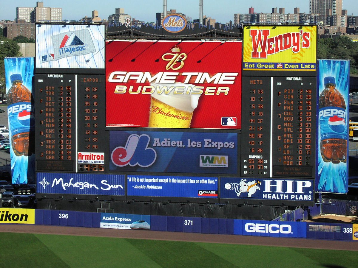 mlbhoopgrids's tweet photo. Shea Stadium bids farewell to the Expos https://t.co/F9ahAyWndr