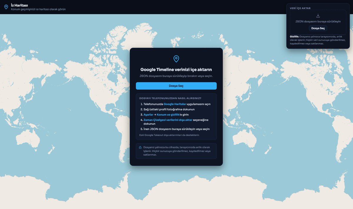 ali0zgur's tweet photo. Gezmediğim zamanlarda daha önce nereleri gezmişim diye tekrar tekrar bakmayı seviyorum 😄

Google Maps Timeline mobile taşınınca arayüzü çok hoşuma gitmiyordu. Verinin export edilebildiğini görünce hızlıca böyle bir araç yaptım. Kullanmak isterseniz 👇

https://t.co/xVyeUMr5Tg https://t.co/VFoxjELCuI