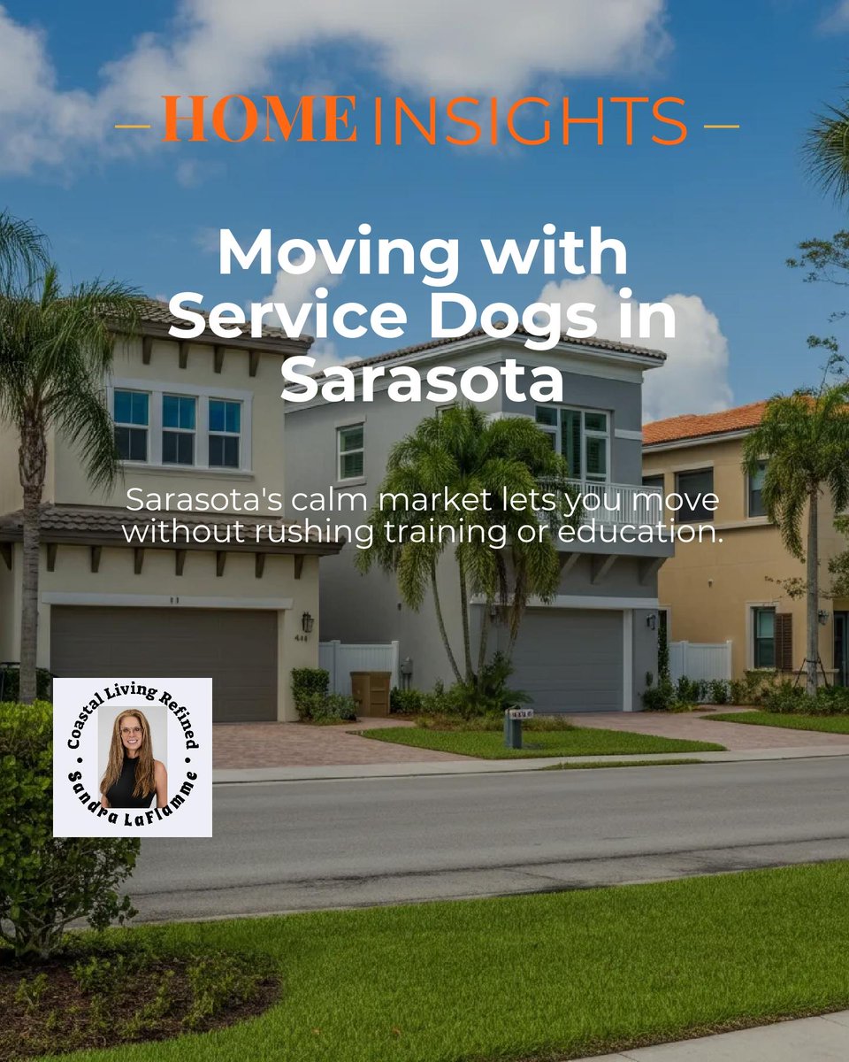 SandraELaFlamme's tweet photo. In Sarasota’s calmer market, moving can finally fit around service dog training and handler education, no more rushing key milestones. 🐾 

How do you keep routines steady during a move? https://t.co/O8jYfWUvwJ