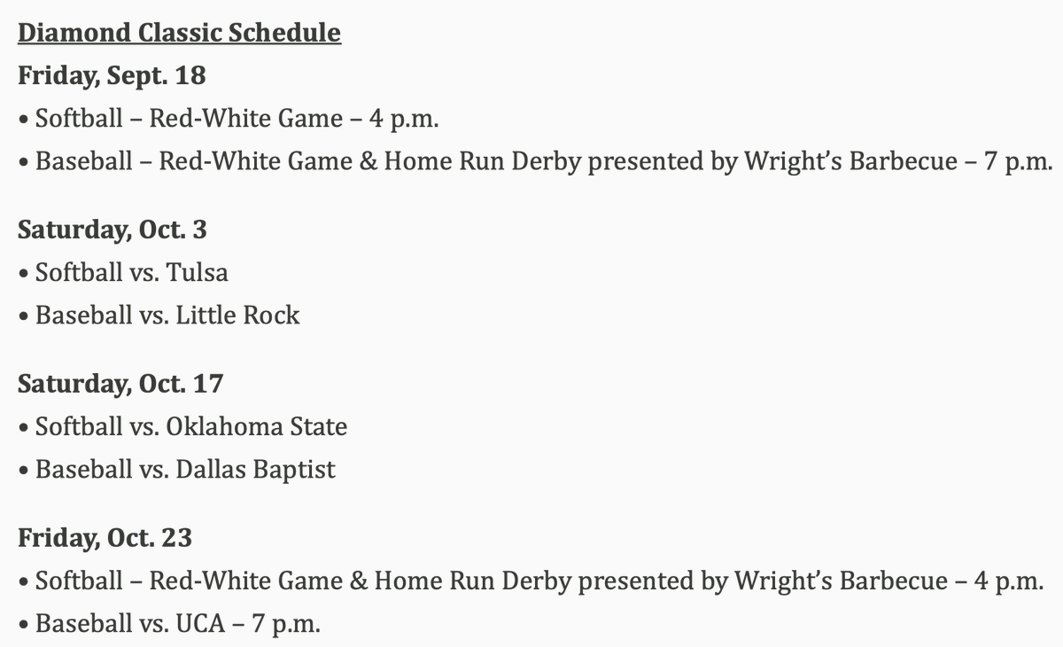 k_sutherlandAR's tweet photo. The Diamond Sports Alliance will host scrimmages for both baseball and softball in the Diamond Classic. 

MORE: https://t.co/u9jdOJuvy6 https://t.co/ZY8ML2UrA6