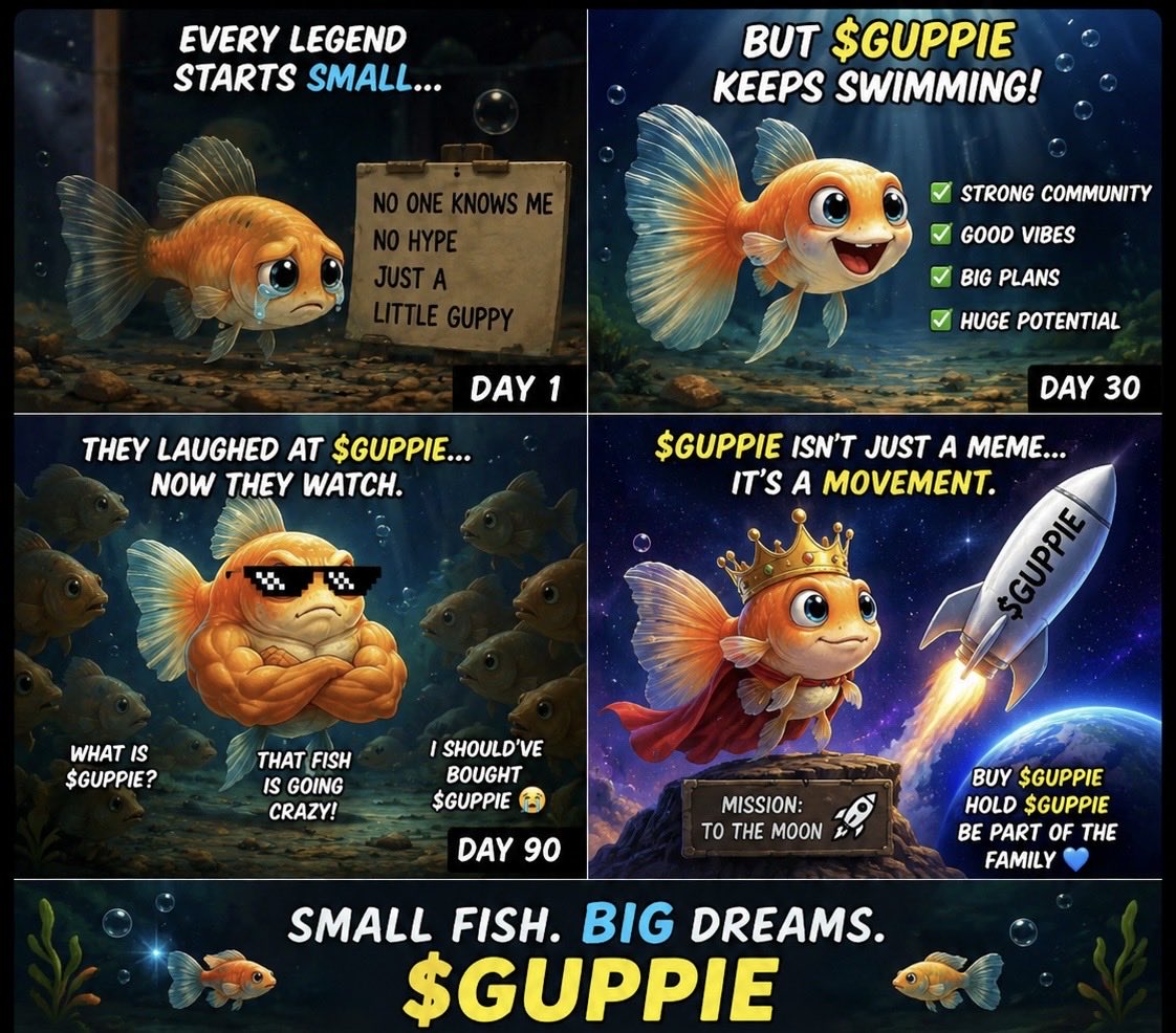 AizenAce007's tweet photo. They said it’s just a meme.

They didn’t know… it’s a movement. 🐟👑

From the tank to the moon, $GUPPIE is coming for everything. 🚀

Join the wave. 🌊💙

@GuppieCoin 

#GUPPIE #GUPPIECOIN #FishWithDreams #ToTheMoon https://t.co/b1Q5caN01p