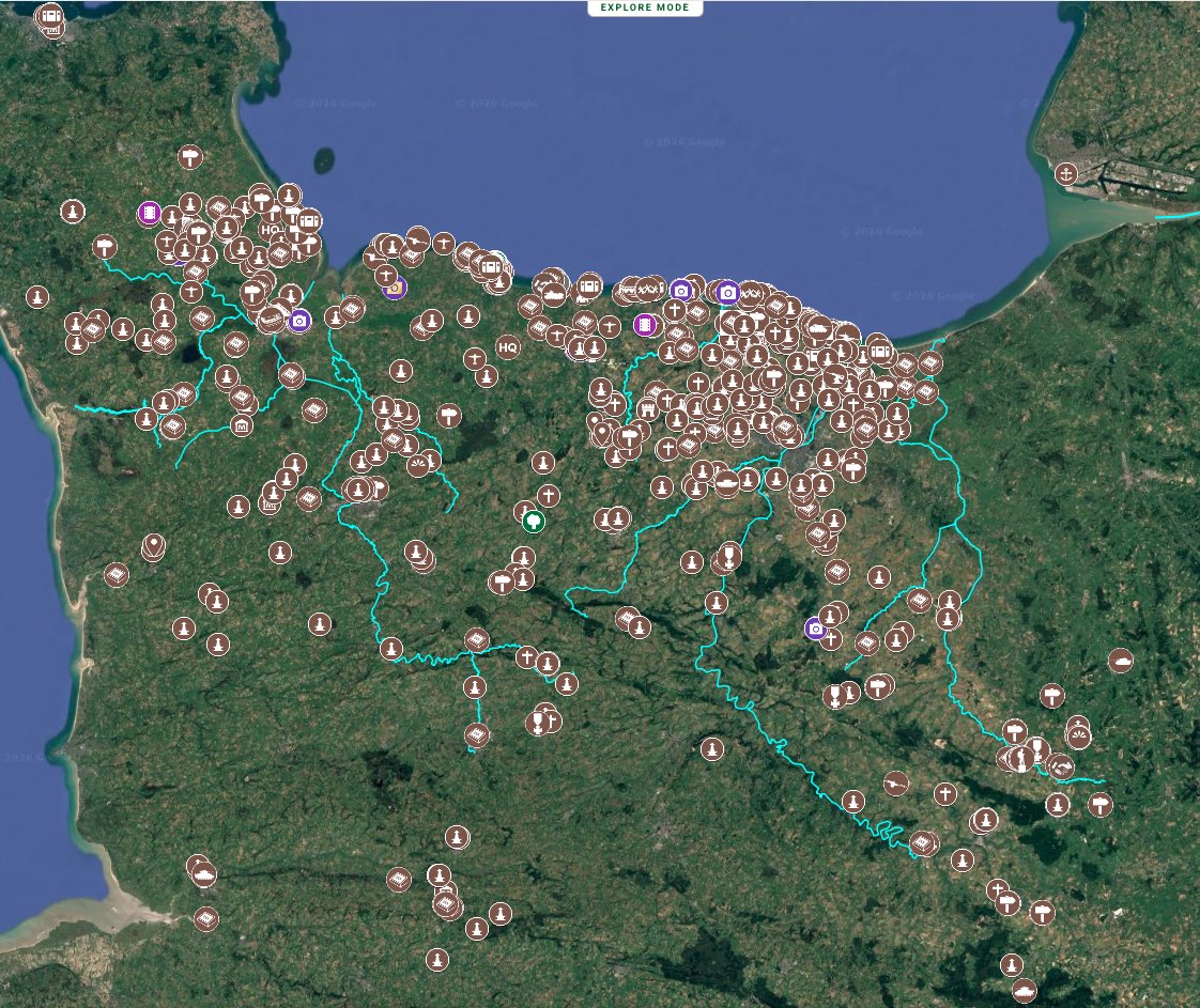 VirtualWarHist's tweet photo. Monuments, Museums &amp; War Cemeteries are all geolocated and the layer can be switched on to show them in the CONTEXT of battle - where #MOH were earned or the Norfolks being mauled by MG fire from Hillman - the monument location now makes sense!
Brotheridge - the casualty of #DDay https://t.co/s8waNreGby