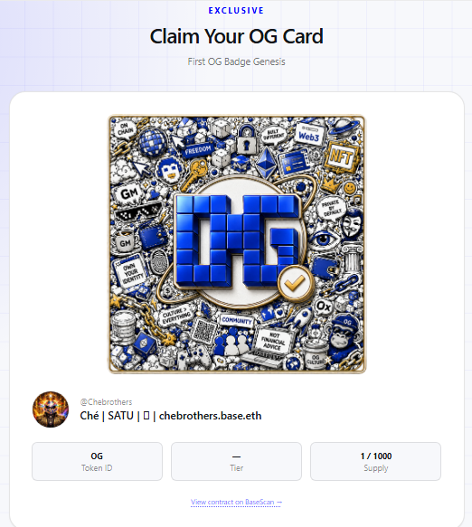 Chebrothers's tweet photo. Wow, i got some cool OG Badge Genesis from @OGBLOCKHAIN 

Get your own OG badge by joining https://t.co/gy5xnCw8VN https://t.co/fyVunoTqnF
