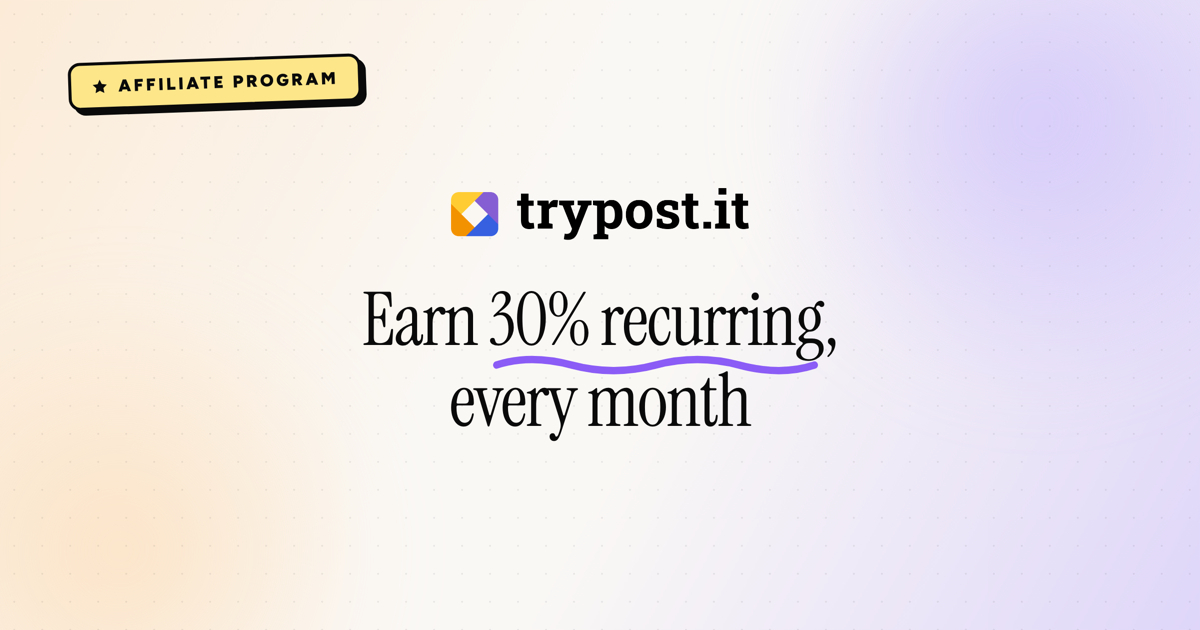 paulocastellano's tweet photo. You can earn money by referring TryPost.

We pay 30% recurring commission for life on every customer you refer.

Join our affiliate program: https://t.co/Mfoeu09kOO https://t.co/jIJ5CjBMAK