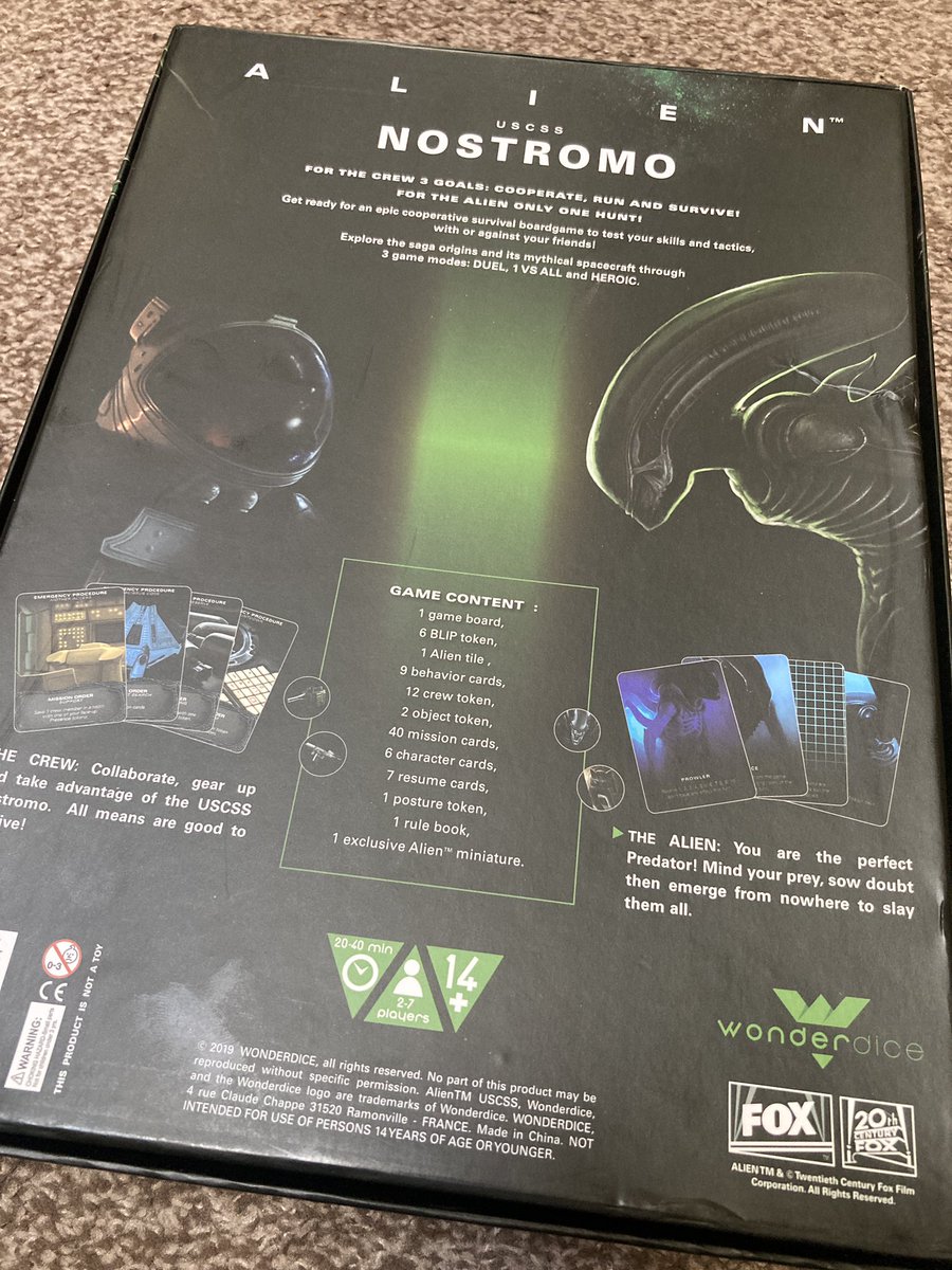 Yugblad's tweet photo. Just played ALIEN USCSS NOSTROMO - the alien won, after killing everyone fairly early except for Ripley and Lambert. They struggled on, and were 2 emergency protocols from victory when the starship exploded. https://t.co/m3E3WIdEwx