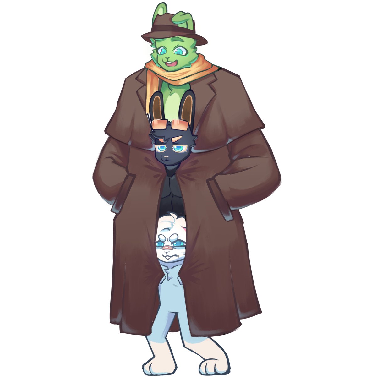 blizeatos's tweet photo. Thnak yuo @cron_ona_cob for this awseomene Commission..,. 
My three buns in a trenchcoat :3 https://t.co/CSPMlDDxLU