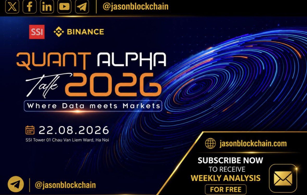 Jasonanalyst's tweet photo. It's rare to see a securities company and a crypto exchange share the same stage.

On August 22nd, SSI and Binance will co-host the Quant Alpha Talk 2026 at the SSI Tower in Hanoi. The topic of the event will revolve around a question that many people are interested in: what is the boundary between traditional finance and digital assets, and what is the foundation for ensuring the safety of public portfolios?

The program will have two main parts. The morning session will begin with a panel discussion on building portfolios before seeking alpha, discussing a multi-layered asset allocation framework that includes digital assets, and the discipline of portfolio management in the face of volatility. The second part is the one I find most noteworthy: a discussion on quantitative trading in practice, from the fundamentals of quantitative trading to how to develop alpha strategies and manage model risk.

I personally find it significant that a securities company and a crypto exchange are sharing the same stage, discussing portfolio management. It's not the typical event that separates TradFi on one side and crypto on the other, as is often the case. For those of us who follow both markets, this is a more significant signal than the specific content of the panel itself.

The event will take place on Saturday morning, August 22nd, from 8:30 AM to 11:30 AM, at SSI Home, Tu Liem.

If you are interested, please register at the link below. 👇

https://t.co/q4fN53HzWG

This is not investment advice. Please share this information for your reference.

@jasonblockchain
