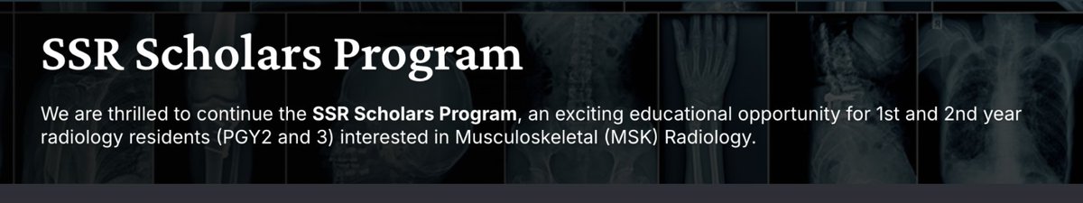 SSRbone's tweet photo. 🔊Spread the word! The @SSRbone Scholars Program application is open!

✅#MSKrad mentorship, Annual Mtg &amp; more!
✅For R1 &amp; R2 residents💫
🗓️App. deadline Oct. 1, 2026
🔗https://t.co/N3o08bb2Xh

@ssr_rwg @ISS_Bone @MSKMarSol @atultanejamd @VivekKaliaMD @SoteriosGyft 💫 https://t.co/GxAbY9iKLO