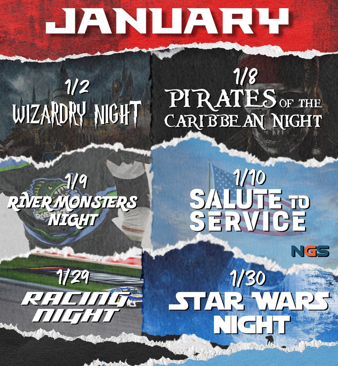 MaconMayhem's tweet photo. 🚨 THE 2026-27 JANUARY-APRIL PROMO SCHEDULE! 🚨

#AllOutMayhem https://t.co/YSsBUMJ8OZ