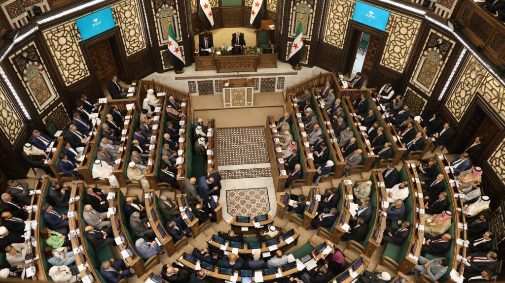 OmranDirasat's tweet photo. This interactive chart gives a visual account of how the members of the Syrian People’s Assembly for 2026 are distributed inside the chamber, with each member’s record available to read directly.
It is intended to make the composition of the Assembly easier to grasp, by classifying members according to governorate, gender, membership type or bloc, alongside quick access to the essential information on every member.
The search and filtering tools can be used to explore how the Assembly is composed, while clicking any seat brings up that member’s detailed record, including the governorate they represent, their membership type and their basic information. The chart forms part of a wider effort to widen access to data and present it in an interactive form that supports researchers, journalists and anyone following Syrian parliamentary affairs.
Team: @MuhsenAlmustafa  — Mohammad Zakwan Koka — Mohammad Rateb Bouta — Ali Abdulmajid — Muath Al-Qasim — Marwan Abdulqader — Baraa Kharfan — Yasmin Al-Mashhour — Hadi Al-Ahmad.
Explore the interactive: https://t.co/2aVbtwJG0R