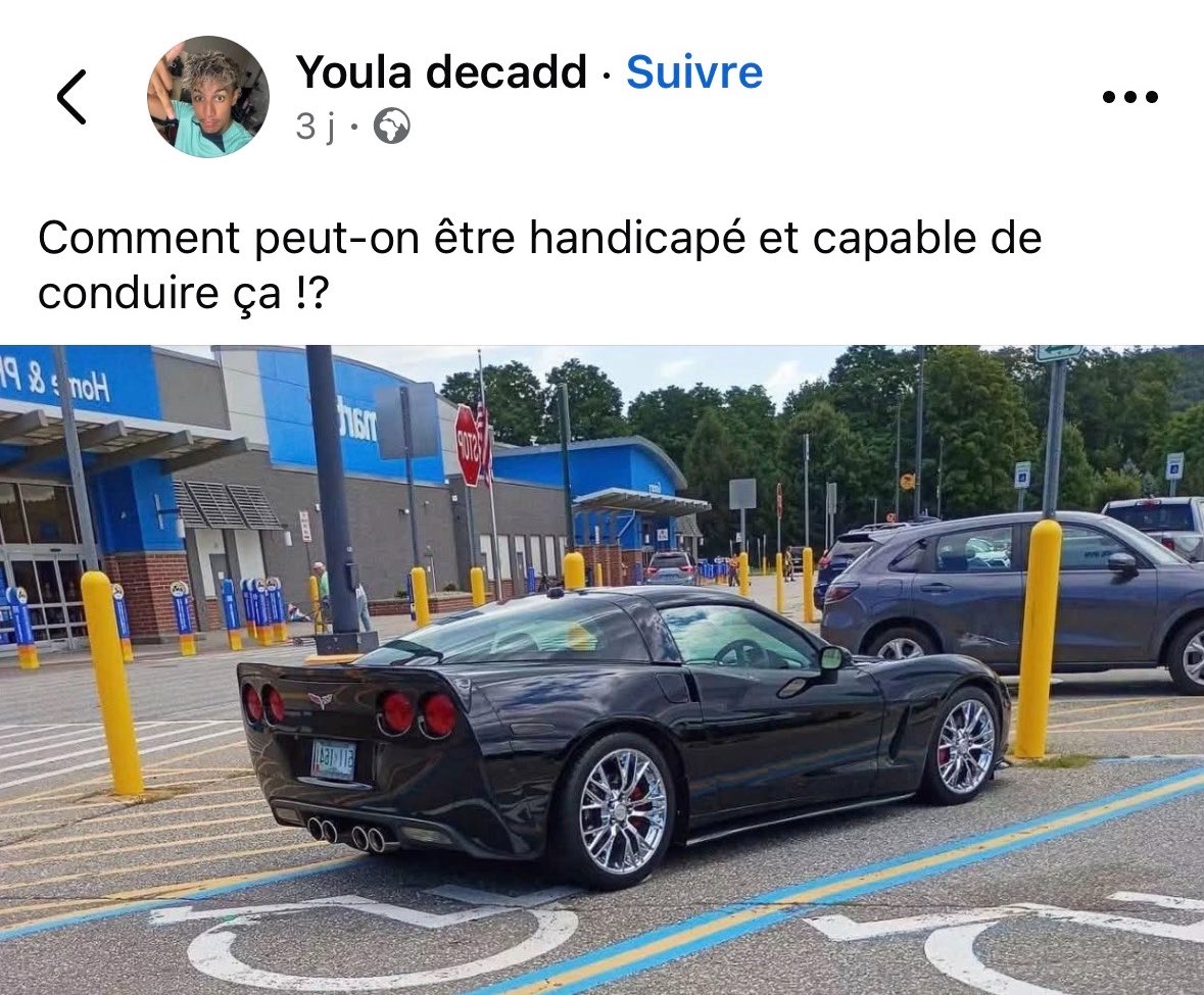mewstelle's tweet photo. Vraiment FB on souffle…
C’est pratique une Corvette, quand on a un handicap. C’est bas, pratique pour les transferts (pour ceux en fauteuil), c’est spacieux, c’est une boîte auto facilement adaptable avec des commandes de frein et d’accélérateur au volant, il y a des aides 1/2 https://t.co/JlOedSWfQx