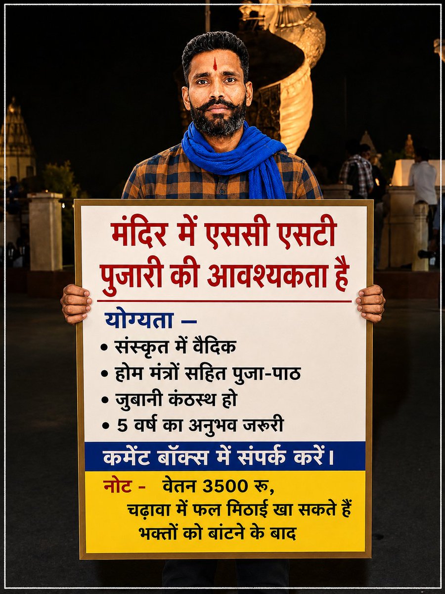 Raazvalmiki7250's tweet photo. सुनहरा मौका मिल रहा हैँ बाद मे मत कहना की हमको मंदिर का पुजारी नहीं बनने देते बामन ..🙏

जय भीम जय महाभारत 🚩💪 https://t.co/ljDy8RYRmJ