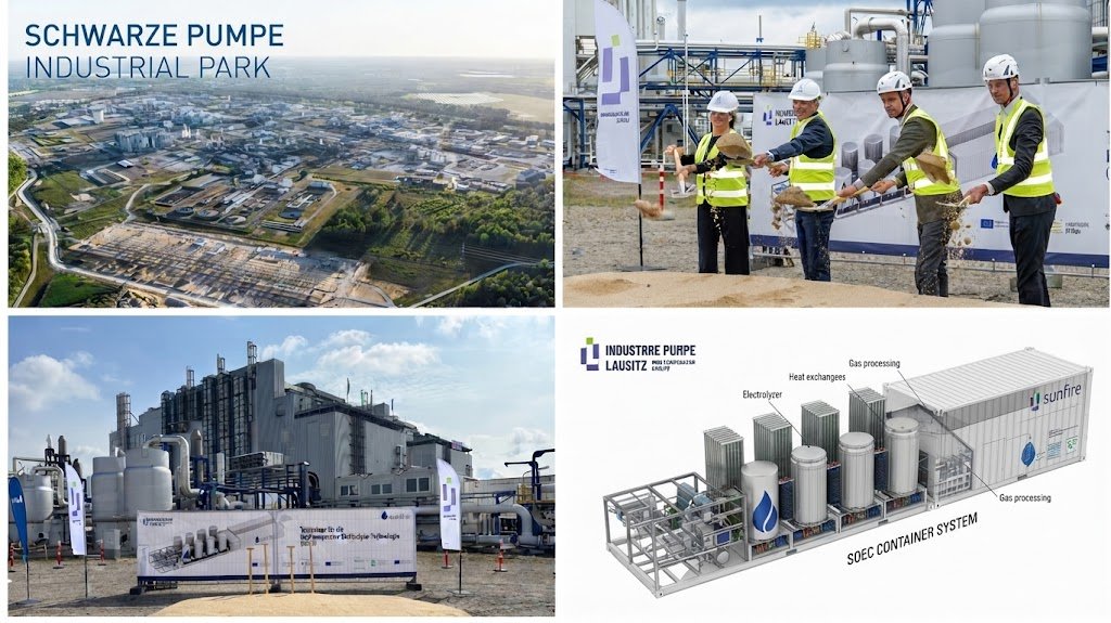 fuelcellsworks's tweet photo. Sunfire breaks ground on a megawatt-scale SOEC test plant at BASF’s Lausitz site. Using steam and waste heat, the system targets up to 89% efficiency and will validate Sunfire’s latest high-temperature #electrolysis technology.
#HydrogenNews #SOEC
https://t.co/N7gy7NiZt6 https://t.co/zWuitCkKlG