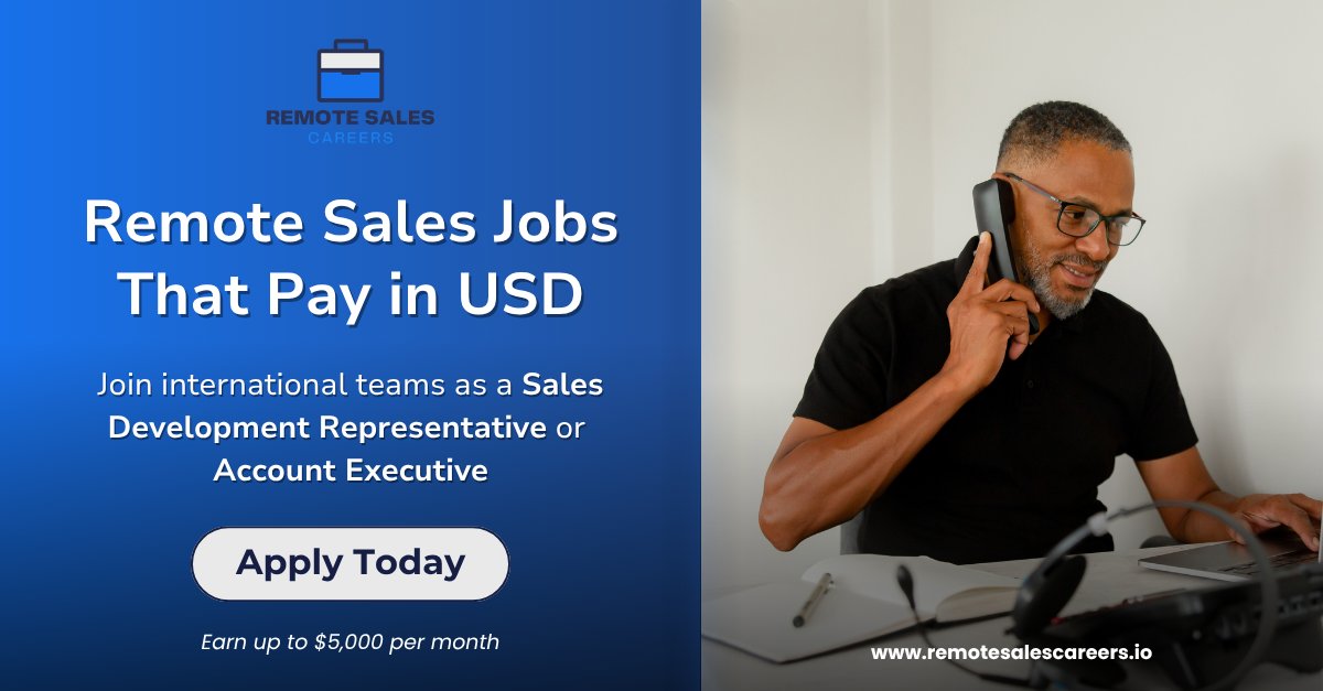 salesinsiders's tweet photo. Based in Latin America and ready to work in USD as a remote Sales Development Representative or Account Executive?

Get hired by international companies hiring right now.

Monthly compensation ranges from $1,000 to $5,000 USD.

#hiring #remote https://t.co/uZEKBpwzmV