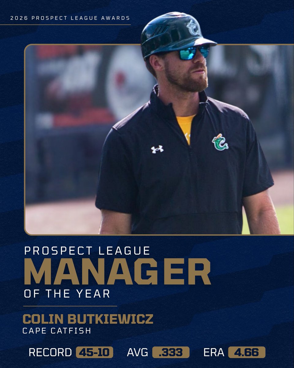 ProspectLeague's tweet photo. The leader of a historic regular season and a championship! π
Colin Butkiewicz of the Cape Catfish is the 2026 Prospect League πππ§ππ ππ« π¨π ππ‘π ππππ«! #BaseballIsBetter
π° https://t.co/tZDLB7KoNj https://t.co/F4ds3hc0H8