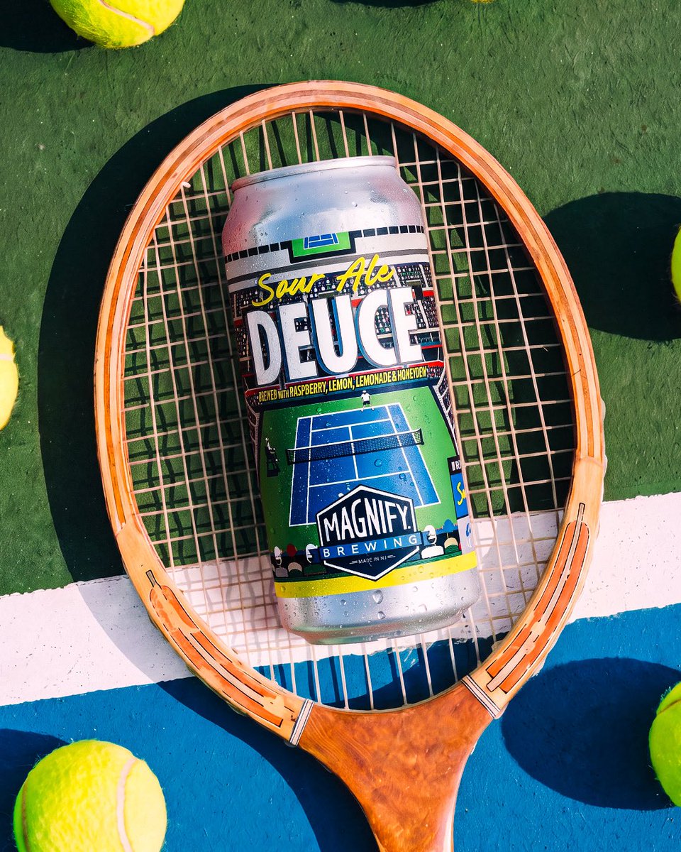 MagnifyBrewing's tweet photo. On our website for home delivery now, available in Fairfield today and in Medford tomorrow (Thursday) is Deuce, a brand new sour inspired by the famous cocktail from the big NYC tennis tournament coming up! 

Deuce is a 6% sour brewed with raspberry, lemon, lemonade and honeydew. https://t.co/IT3Mqihzlv