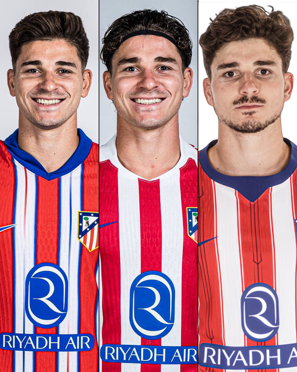 juegosimple__'s tweet photo. 🇦🇷😳 Uf, la diferencia entre las tres fotos oficiales de Julián Álvarez con Atlético Madrid. https://t.co/EjQJmMnKdU