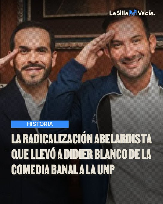lasillavacia's tweet photo. Se oficializó el nombramiento de Didier Blanco como director de la UNP. Ha sido espía, contratista público y comediante.

Llega a manejar $2,6 billones y proteger 12 mil personas en Colombia, a muchos de los cuales insultó como activista.

Aquí su perfil.
https://t.co/5Iu3a2Jwps https://t.co/mxnyFSW1pi
