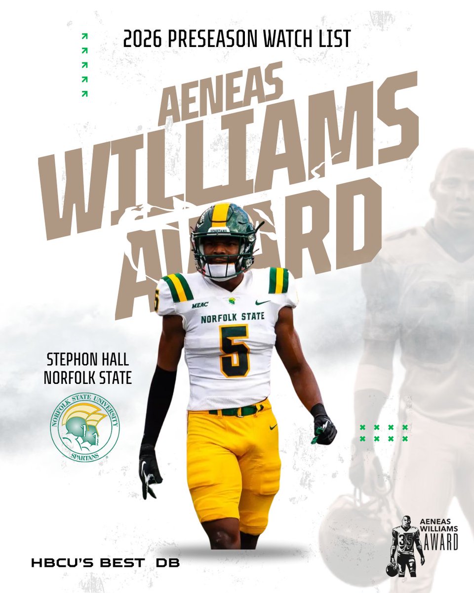 jimthorpeaward's tweet photo. The names to know in HBCU Division I football. 👀🏆

Meet the 16 defensive backs named to the 2026 Aeneas Williams Award Preseason Watch List.

Who are you watching this season? 🏈

#AeneasWilliamsAward #HBCUsBestDB #HBCUFootball #SWAC #MEAC https://t.co/Mr3lafmbJ1