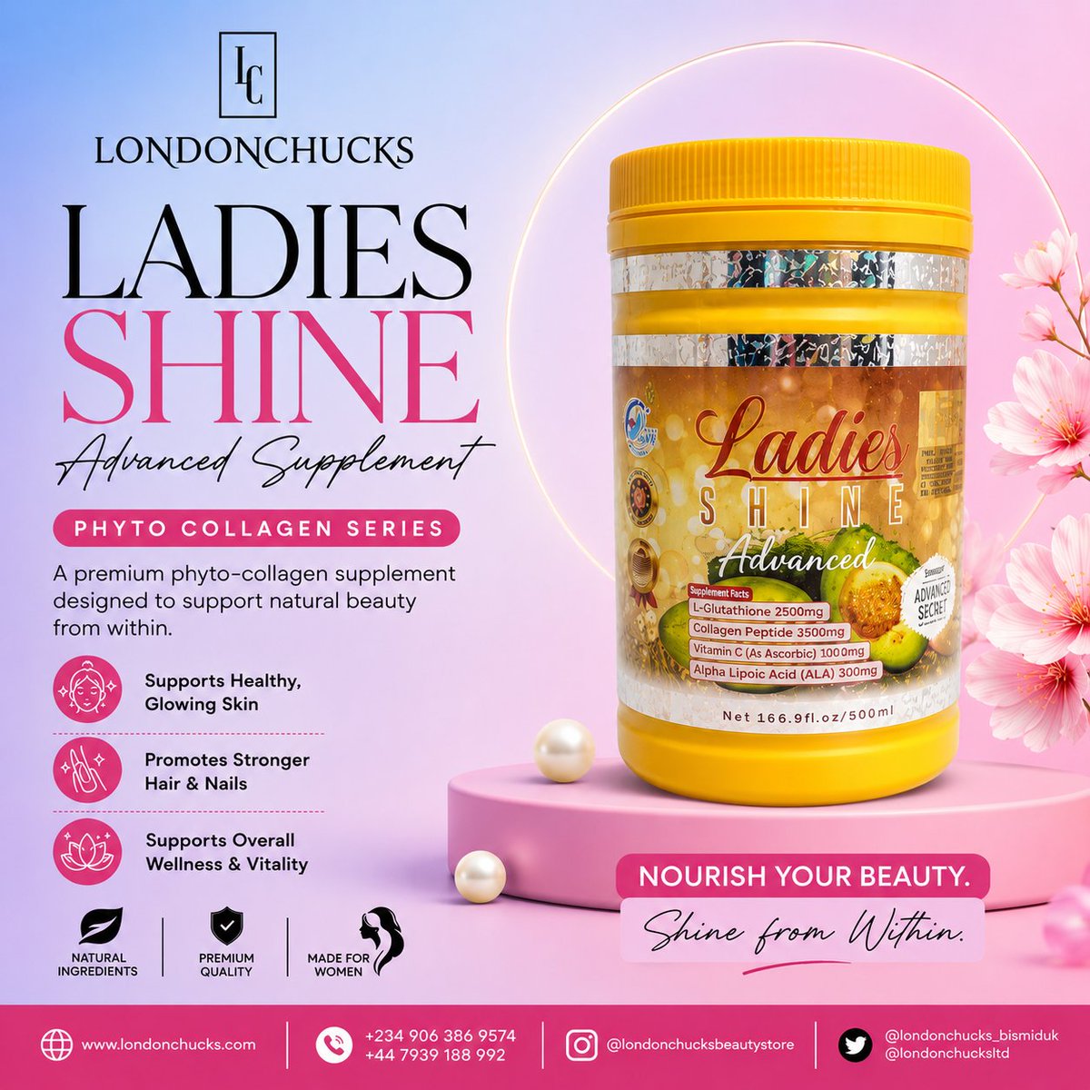 bismiduk's tweet photo. ✨ Nourish your beauty from within. Ladies Shine 

📞 +44 7939 188 992 | +234 906 386 9574
🌐 https://t.co/ckdiMax5Rp
📸 @londonchucksbeautystore
🐦 @londonchucks_bismiduk | @londonchucksltd

#Londonchucks #LadiesShine #PhytoCollagen #BeautyWellness #B4B4DavidoMayorkunFOLA https://t.co/8yeIojFXNy