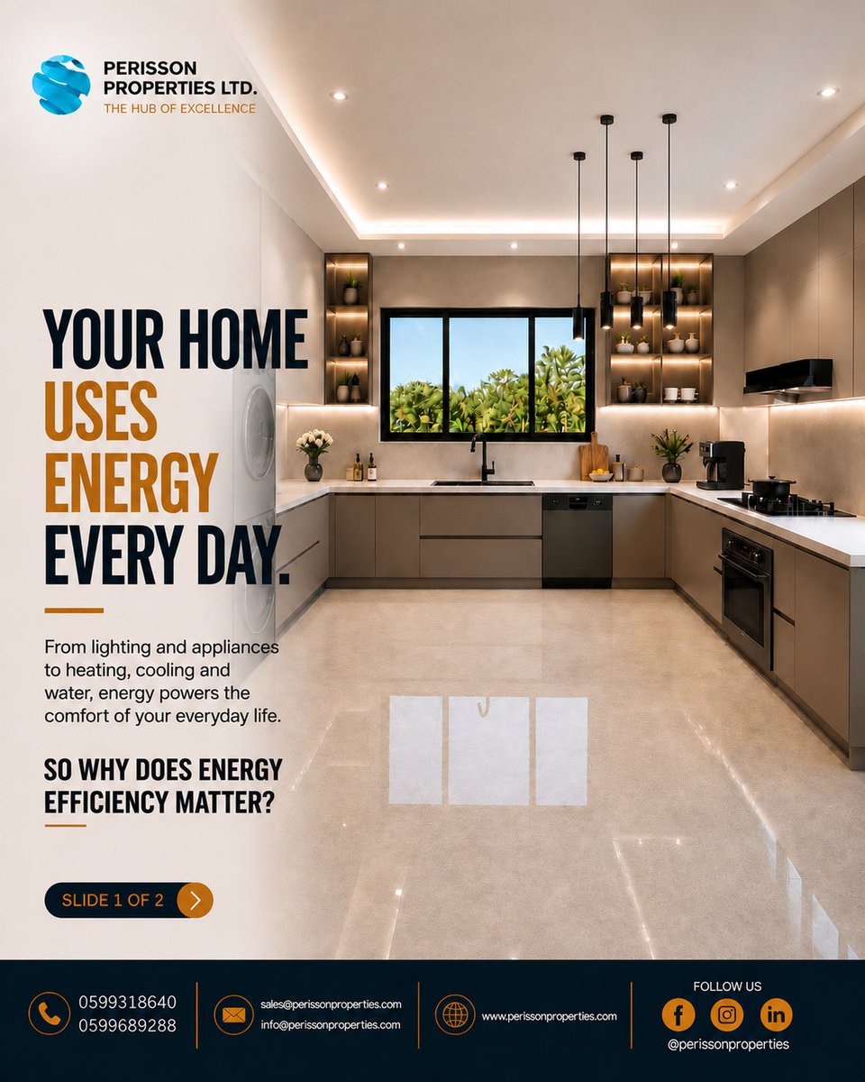 perissonpropt's tweet photo. Your home uses energy every day. But how efficiently it uses that energy matters.

Here’s why energy efficiency should be considered when choosing a home.

Interested in learning more? Get in touch with our team today.

#PerissonProperties #EnergyEfficiency #SmartHomes #Ghana https://t.co/rk0hvOhfQA