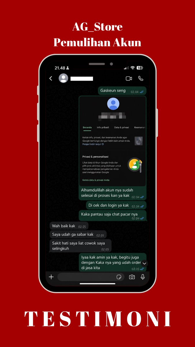 Ag_store11's tweet photo. OPEN ORDER jasa pemulihan / hapus akun

🔥JASA LACAK LOKASI ORANG
🔥SADAP WA
🔥LACAK HP HILANG BY NO HP / IMEI
🔥LACAK PENIPU / REVENGEPORN
🔥JASA UNSUS AKUN/UNSUSPEND
🔥JASA HACK/PEMULIHAN AKUN EMAIL,IG,WA,TWITER/X, FB,TIKTOK. AMANAH DAN TERPACAY💯 

whatsap di porfil Bio ya🔼 https://t.co/TgMf5JpWNQ