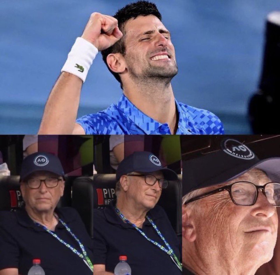 liz_churchill10's tweet photo. Novak Djokovic was ridiculed by Bill Gates for not taking the ‘Covid Vaccine’ and not ‘Trusting the Science’…and years later…the Covid Tyrants plead guilty…and are under investigation for the ‘Science’ that they tried forcing him to take… https://t.co/3BsCMxBckA