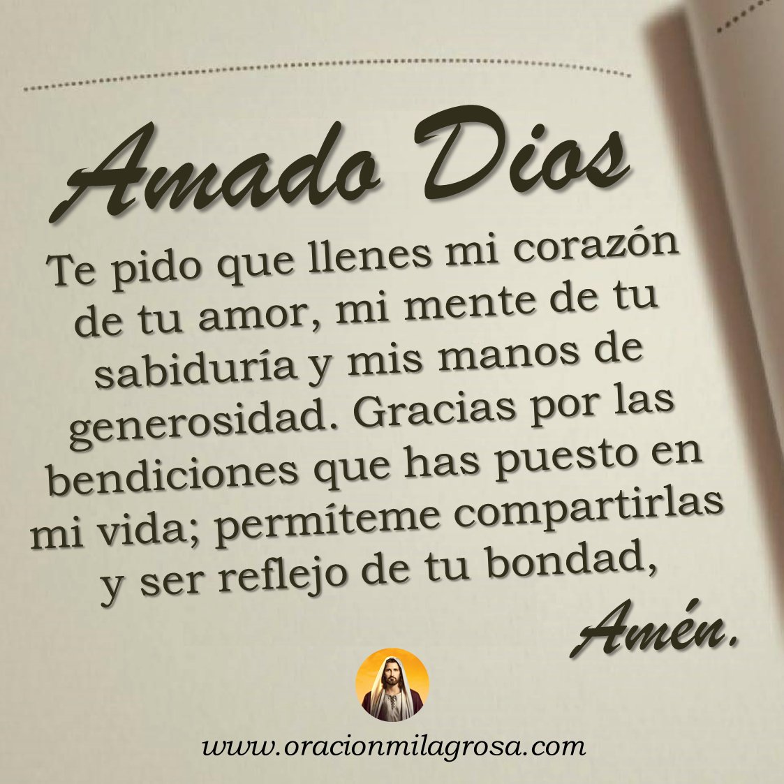 oracion_milagro's tweet photo. AMADO DIOS, BENDICE MI VIDA Y AYÚDAME A SER BENDICIÓN PARA LOS DEMÁS: Haz esta oración para pedir a DIOS que te bendiga con generosidad y te permita ser un humilde instrumento de su obra, compartiendo tus bendiciones con los demás.

Haz esta oración en: https://t.co/qllSaQTaxm ✨