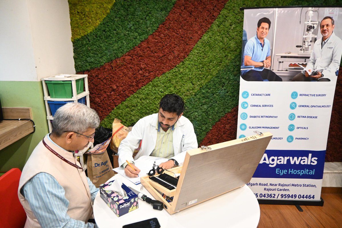 RailTel's tweet photo. RailTel organised a comprehensive Eye Screening Camp at its Corporate Office on 19 August 2026, in collaboration with Dr. Agarwal’s Eye Hospital.

The camp offered complimentary vision testing, refraction and spectacle advice, cataract and colour vision screening, and IOP testing. RailTel officers and employees participated enthusiastically, reinforcing the organisation’s focus on employee health and well-being.

#RailTel #EyeHealth #EmployeeWellbeing #WorkplaceWellness