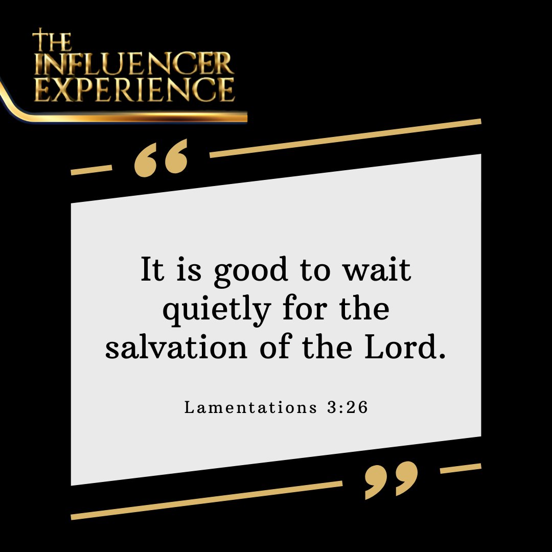 influencerexp's tweet photo. “It is good to wait quietly for the salvation of the Lord.” — Lamentations 3:26

God reminds us that waiting is not a season without purpose, but an opportunity to grow in faith and trust.

#GodsWordIsAlive #BibleTruths #BelieveInGod #ChristCentered #ChristInMe https://t.co/YTX5i3lTWD