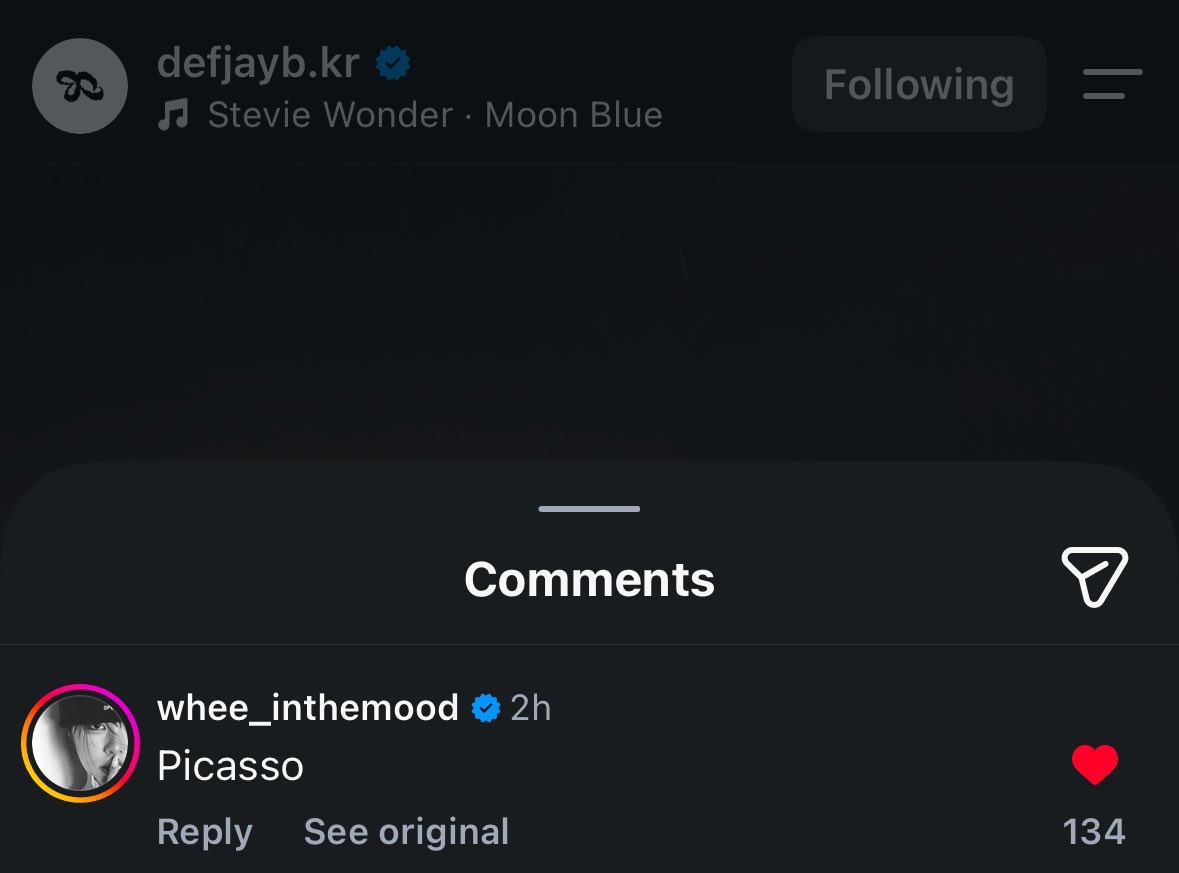 defsoulbrasil's tweet photo. 💬 | #WHEEIN do Mamamoo comentou no último post do #JAYB no Instagram.

🐶: Picasso

#JAYB #제이비 #GOT7 #갓세븐 @defjaybkr @GOT7Official https://t.co/jA9X1nG0Rg
