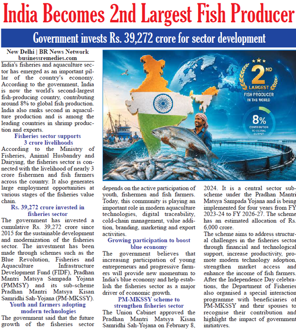 20kgup's tweet photo. India has become the world’s 2nd largest fish producer, accounting for roughly 8% of global output and is a leading player in aquaculture and shrimp exports

The sector supports nearly 3 crore fishermen and fish farmers across the country.

The government has invested over https://t.co/inUQVkvMtv