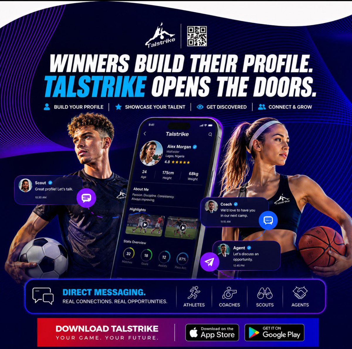 talstrike's tweet photo. Talent gets you started, What you do with it takes you further. ⚡️
With Talstrike, your sporting journey doesn’t have to stay on the field. 🌍
Download Talstrike today and start building.  #BuenMiércoles #GetScouted #talstrike #athleterising #Fotografía #sportsdiscover #mls https://t.co/Pfty4qBoTY